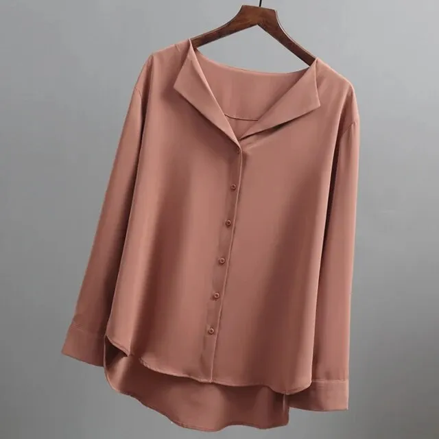 Chiffon Blouses Women Long Sleeve Casual Shirt