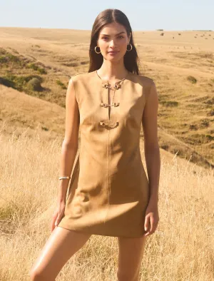 Clover Snaffle Detail Mini Dress Suede