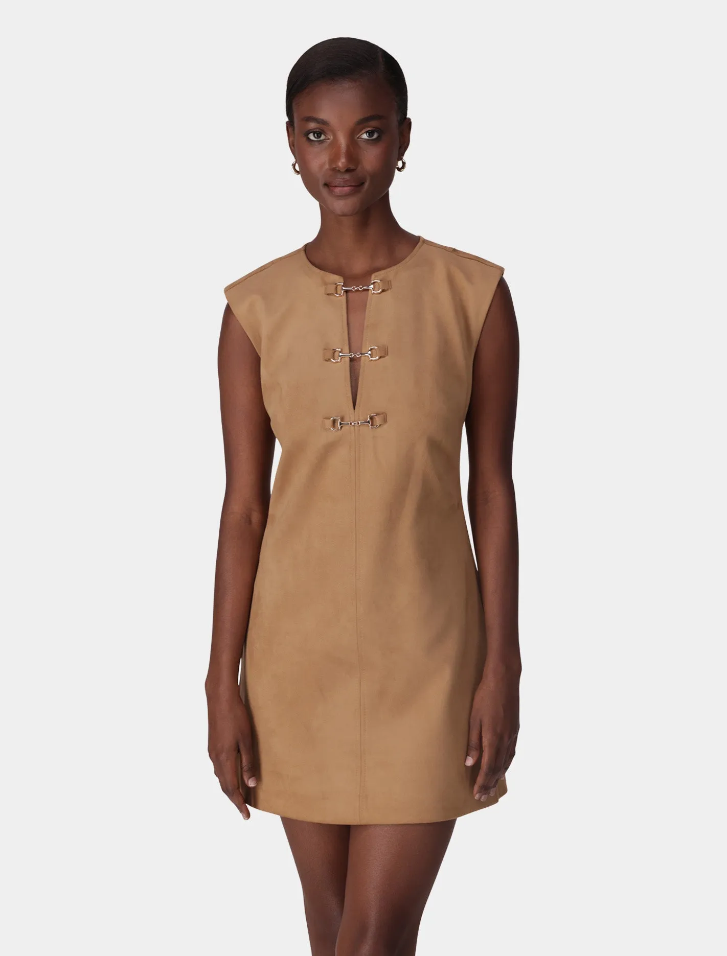 Clover Snaffle Detail Mini Dress Suede
