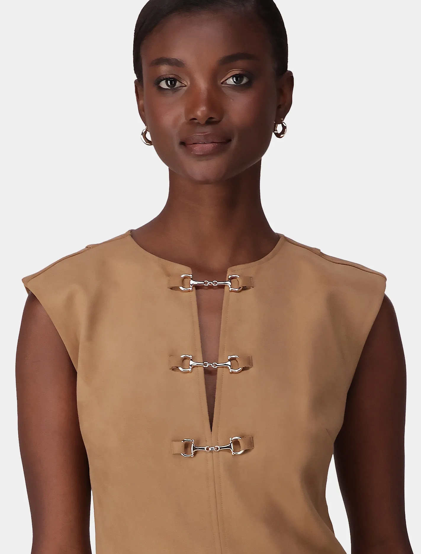 Clover Snaffle Detail Mini Dress Suede