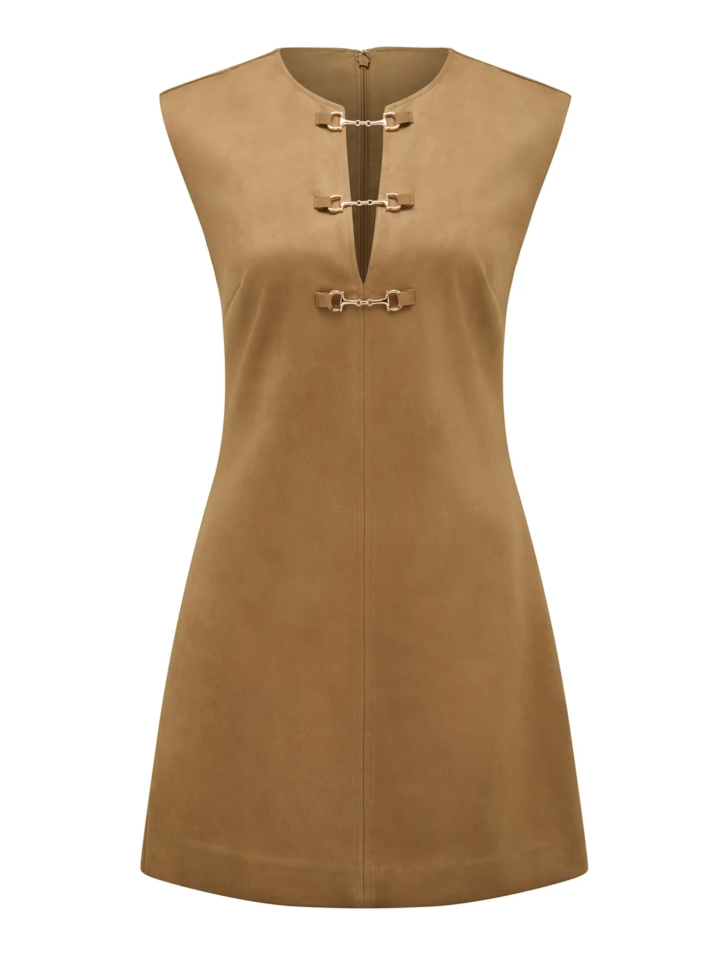 Clover Snaffle Detail Mini Dress Suede