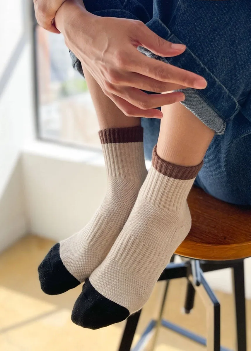 Color Block Girlfriend Socks - Black Coffee