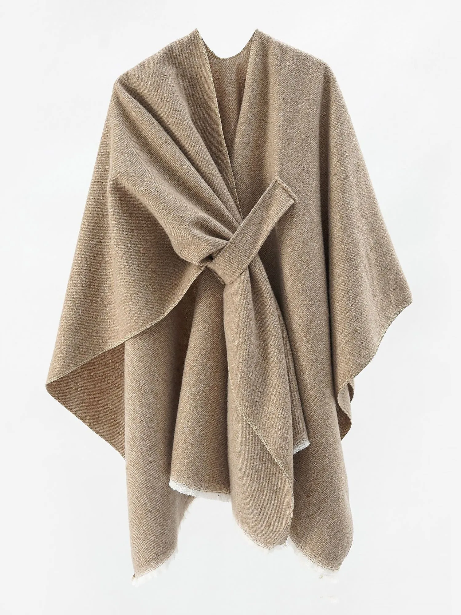 Colorblock Casual Irregular Shawl Wrap Cape