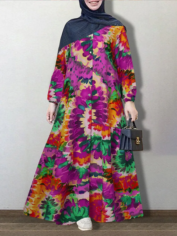 Colorful Dress Floral Dress Women Muslim Tux Dress For Women