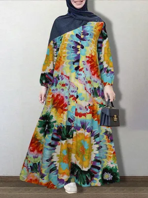 Colorful Dress Floral Dress Women Muslim Tux Dress For Women