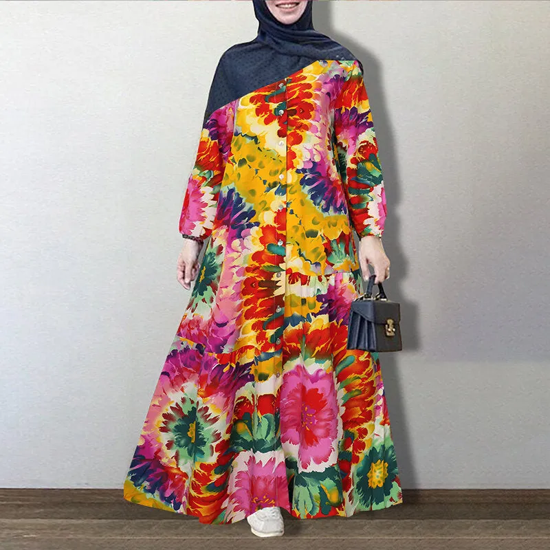 Colorful Dress Floral Dress Women Muslim Tux Dress For Women
