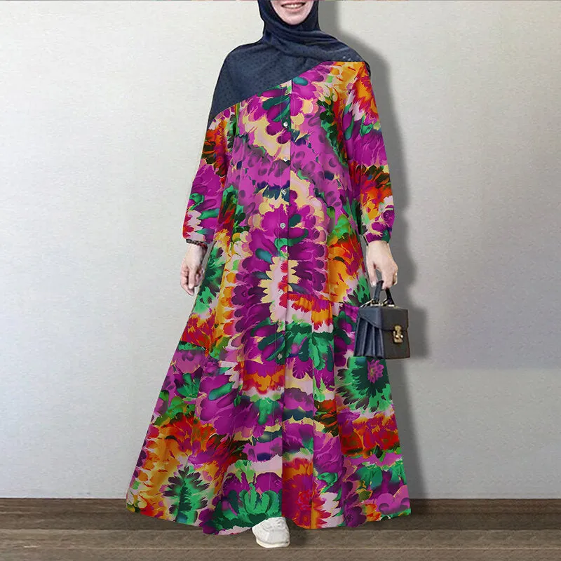 Colorful Dress Floral Dress Women Muslim Tux Dress For Women