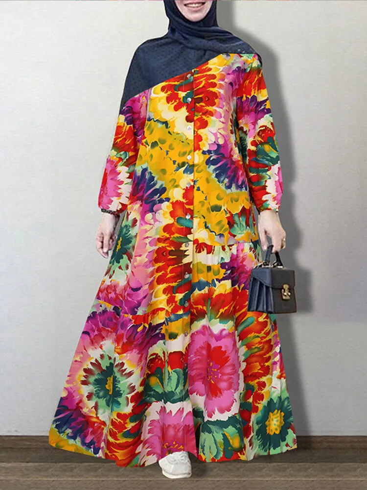 Colorful Dress Floral Dress Women Muslim Tux Dress For Women