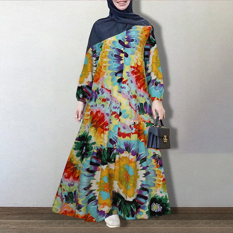 Colorful Dress Floral Dress Women Muslim Tux Dress For Women