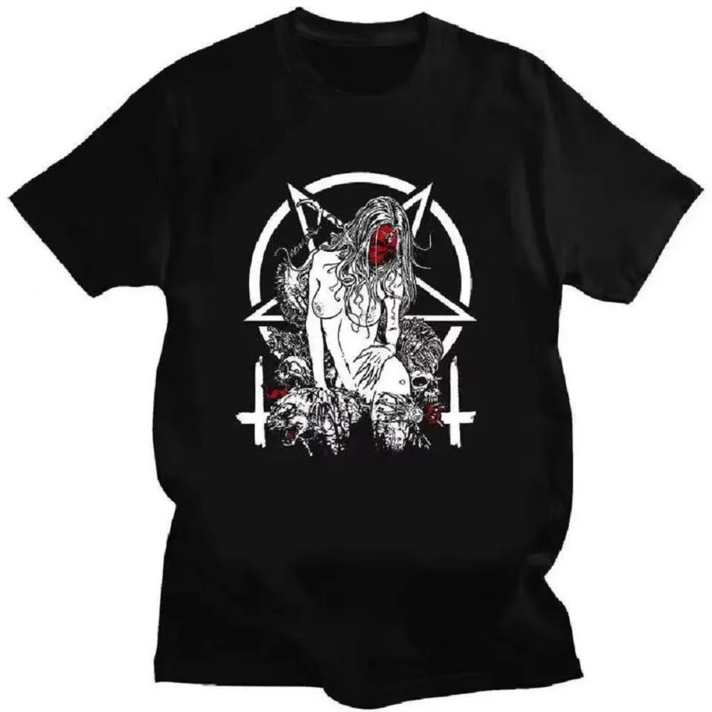 Comfort Funny Tee Shirt Print Satanic Nun