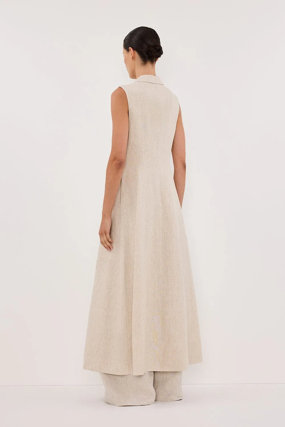 CORA NATURAL MIDI LINEN DRESS