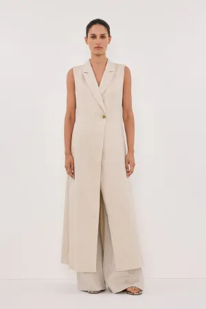 CORA NATURAL MIDI LINEN DRESS