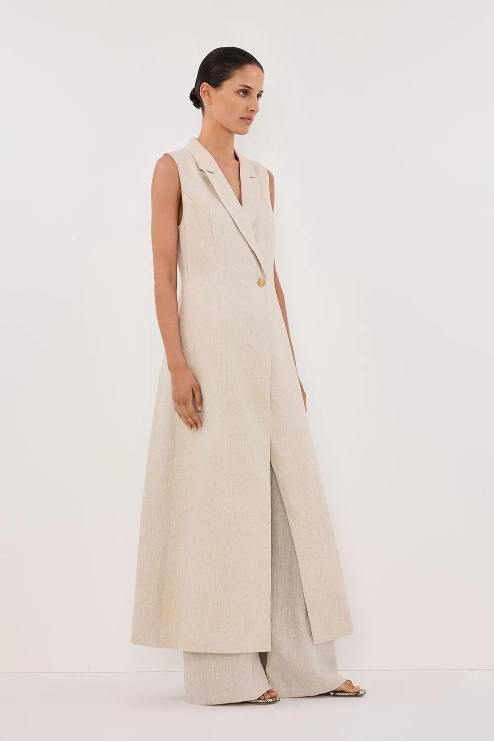 CORA NATURAL MIDI LINEN DRESS