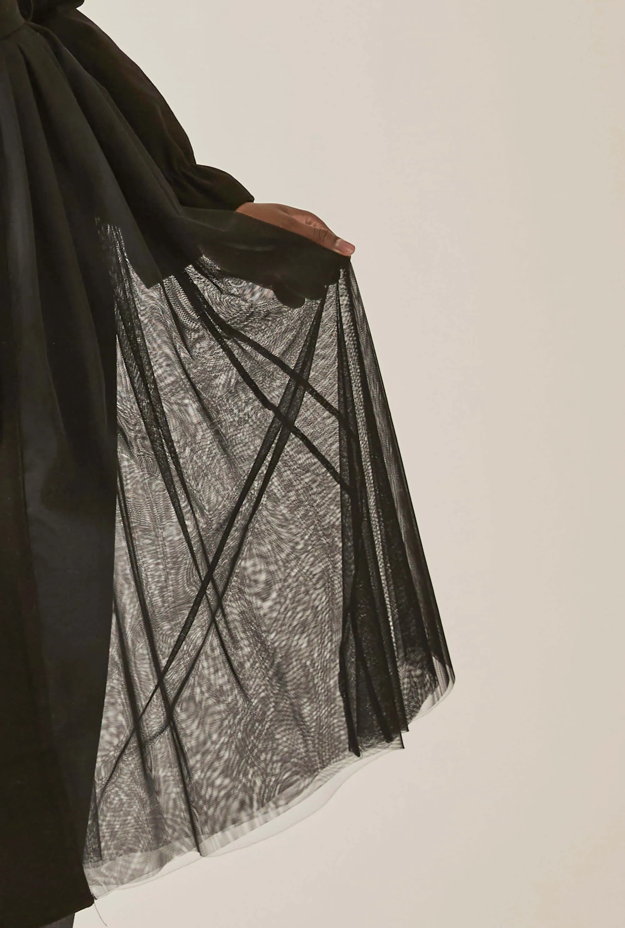 Cotton Tulle Black Trench