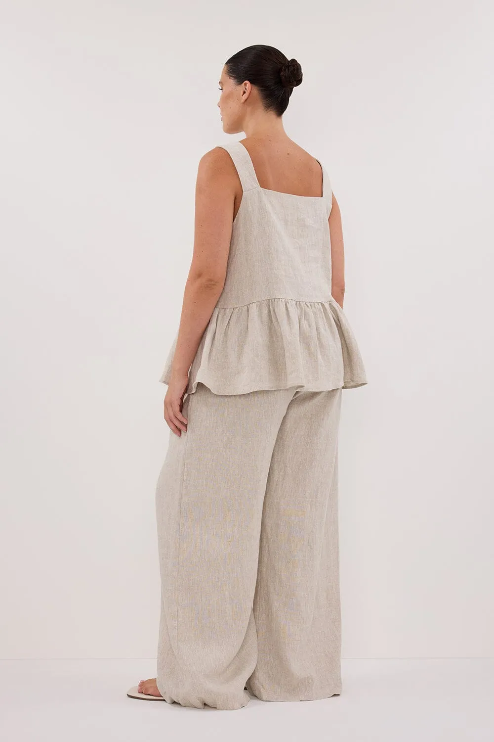 DAISY NATURAL LINEN PEPLUM TOP