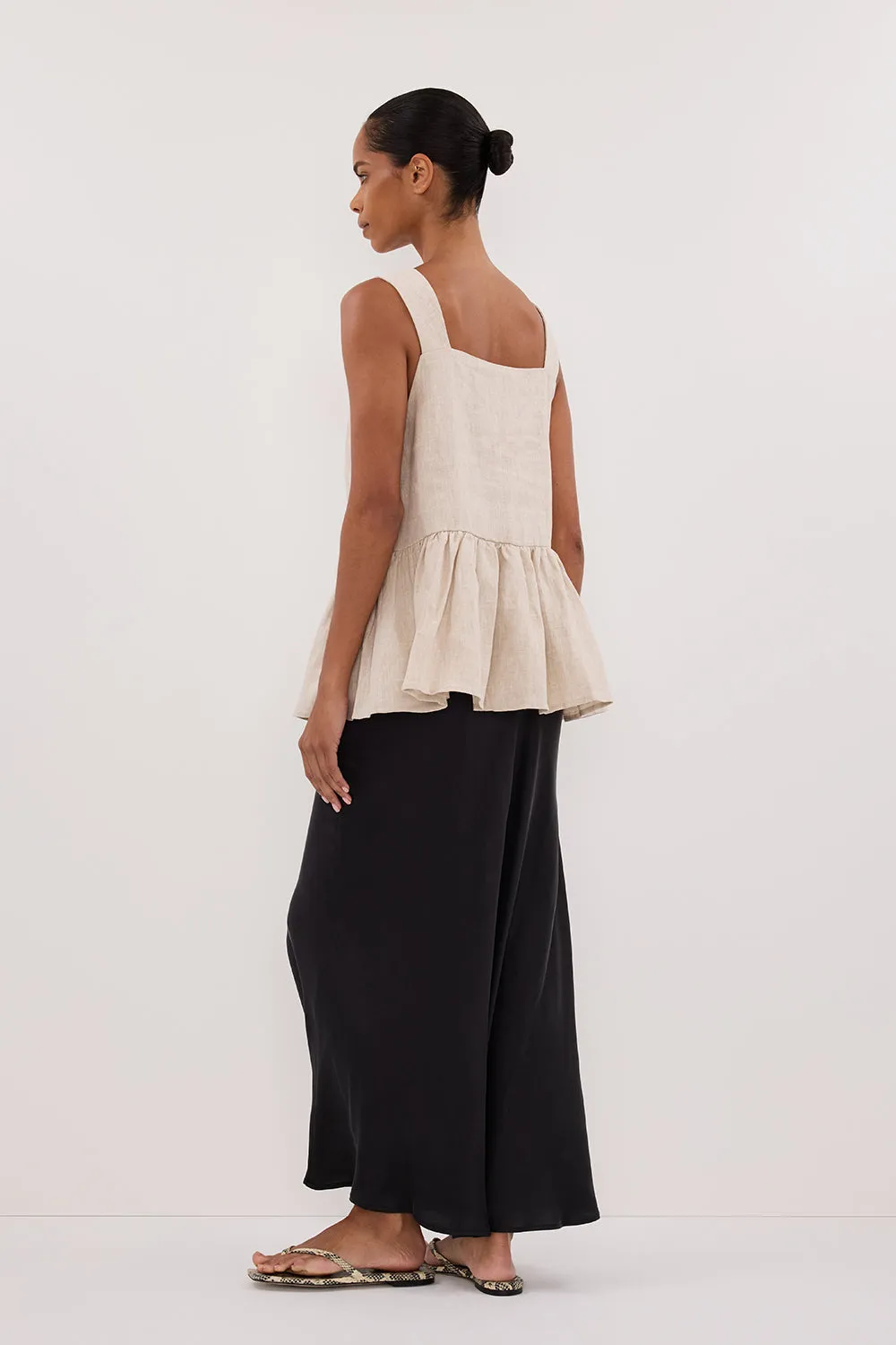 DAISY NATURAL LINEN PEPLUM TOP
