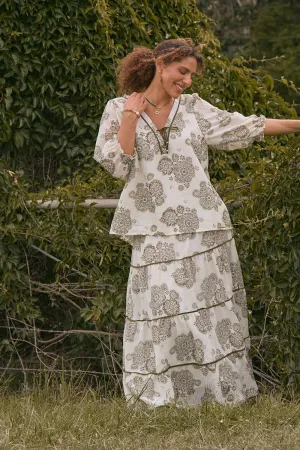 Danica Tiered Skirt in Moroccan Belle Olive