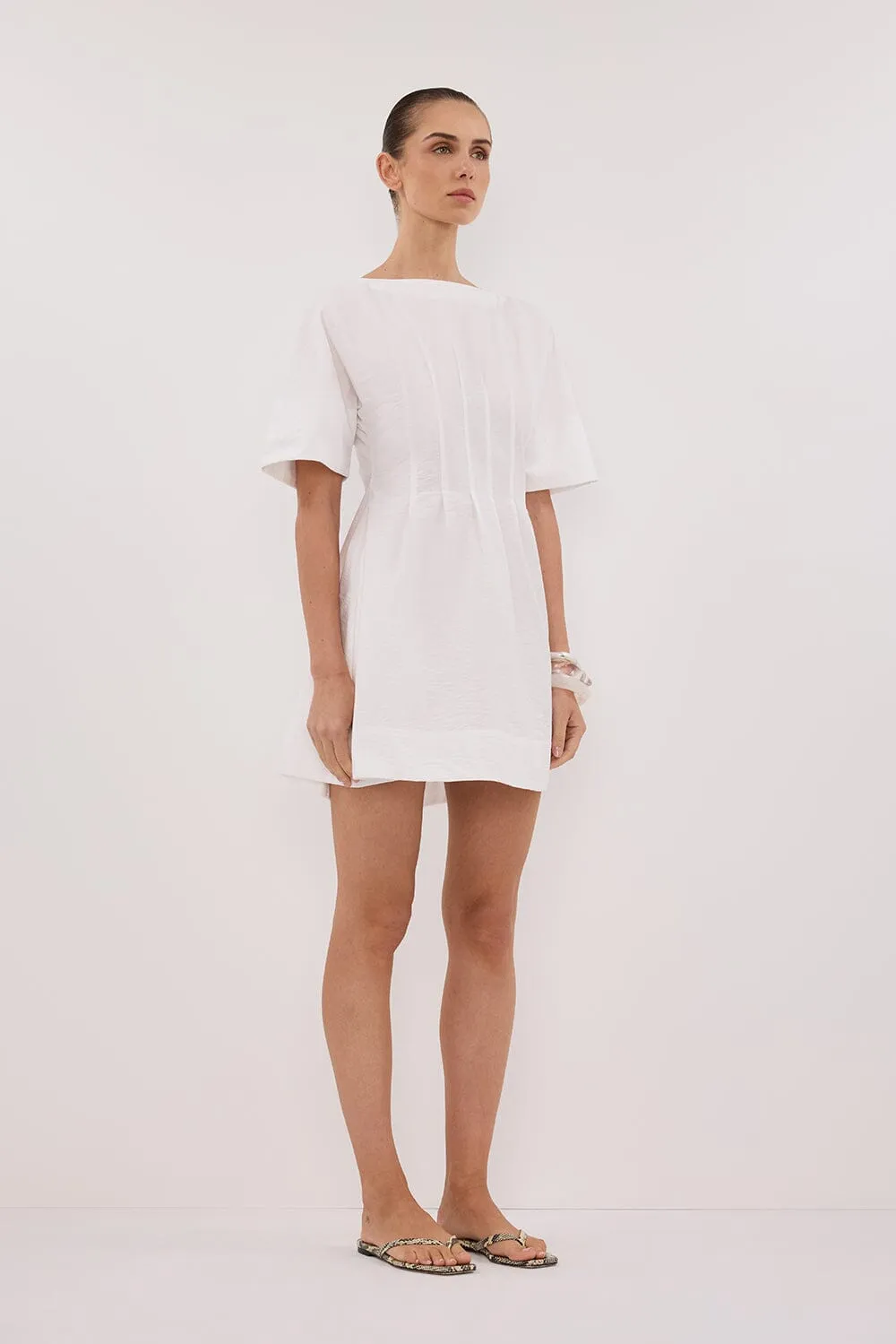DAPHNE WHITE SLEEVED MINI DRESS