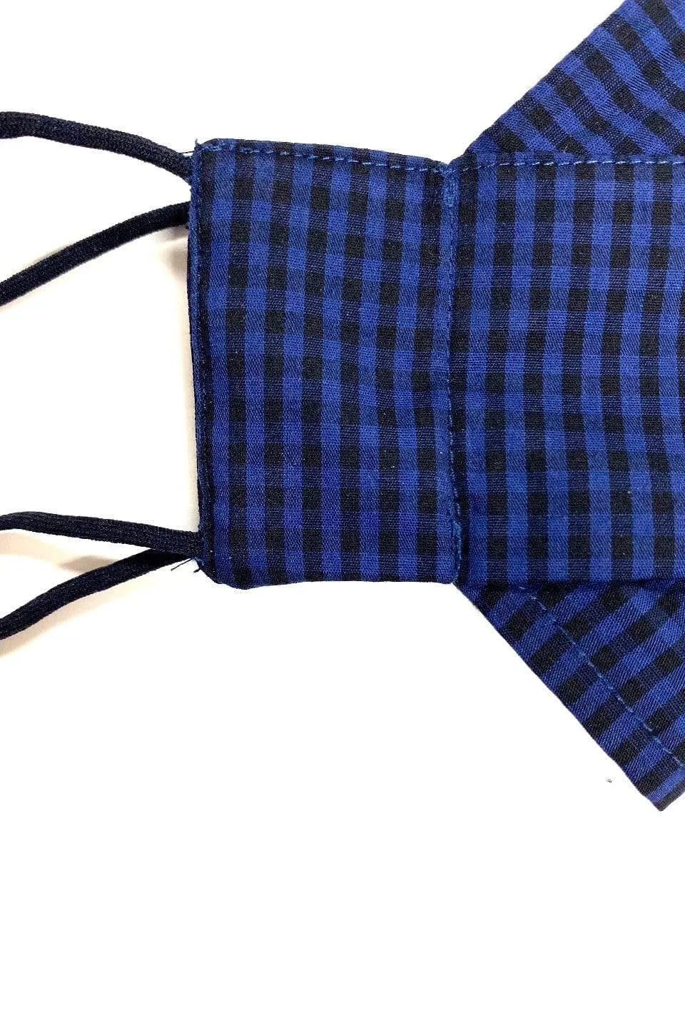 Dark Navy Gingham (Box Pleated Mask With Filter Pocket)