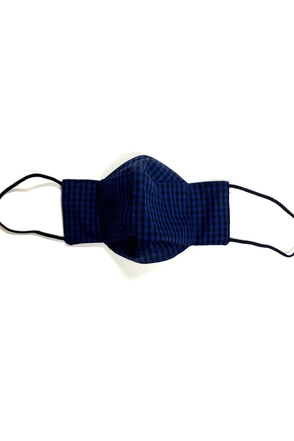 Dark Navy Gingham (Box Pleated Mask With Filter Pocket)