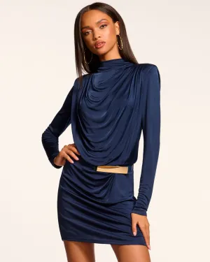 Dorina Draped Jersey Belted Dress
