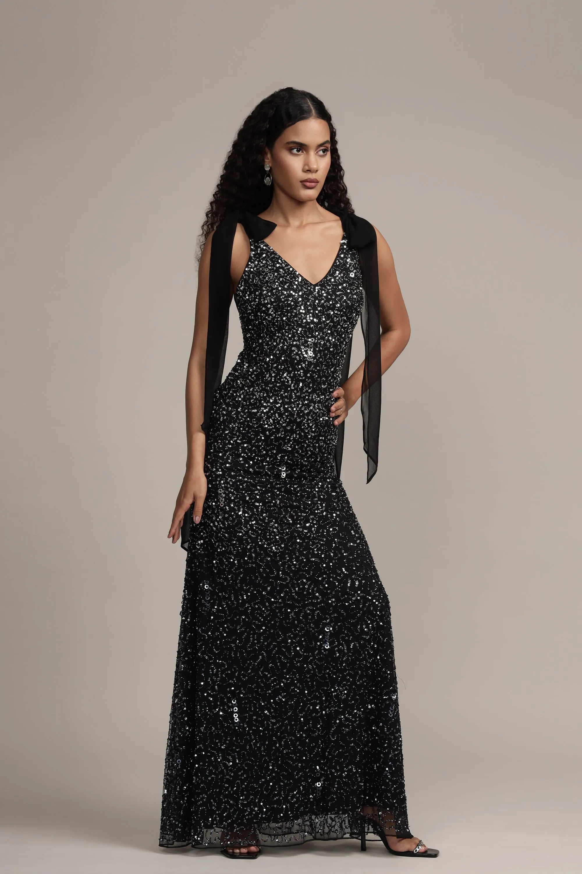 Dream Embellished Maxi Dress in Black
