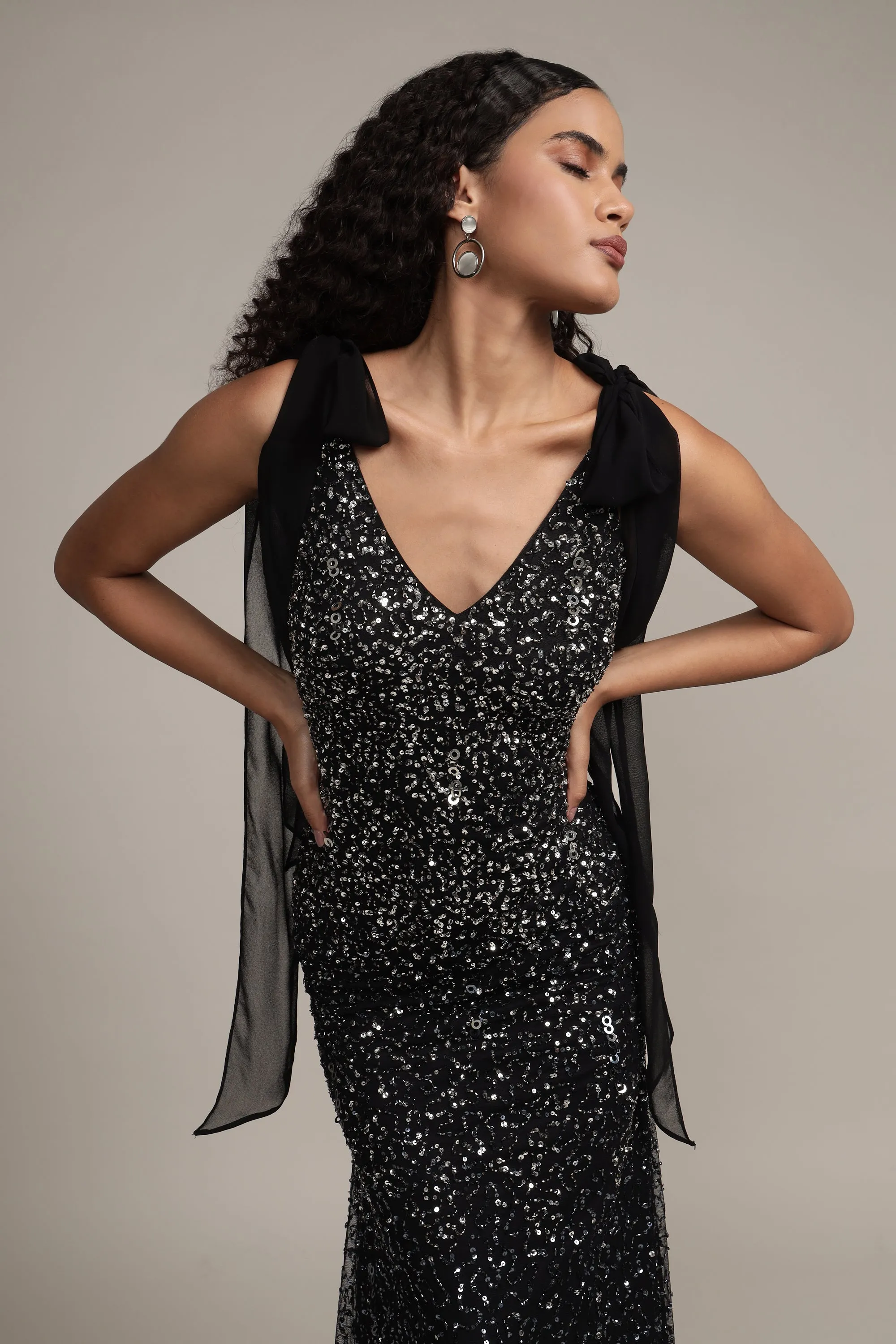 Dream Embellished Maxi Dress in Black
