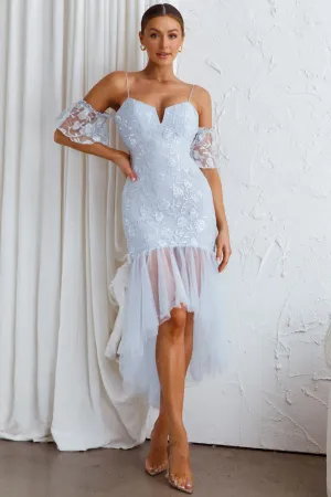 Dreamy Removable Sleeve Sequin Dress Blue