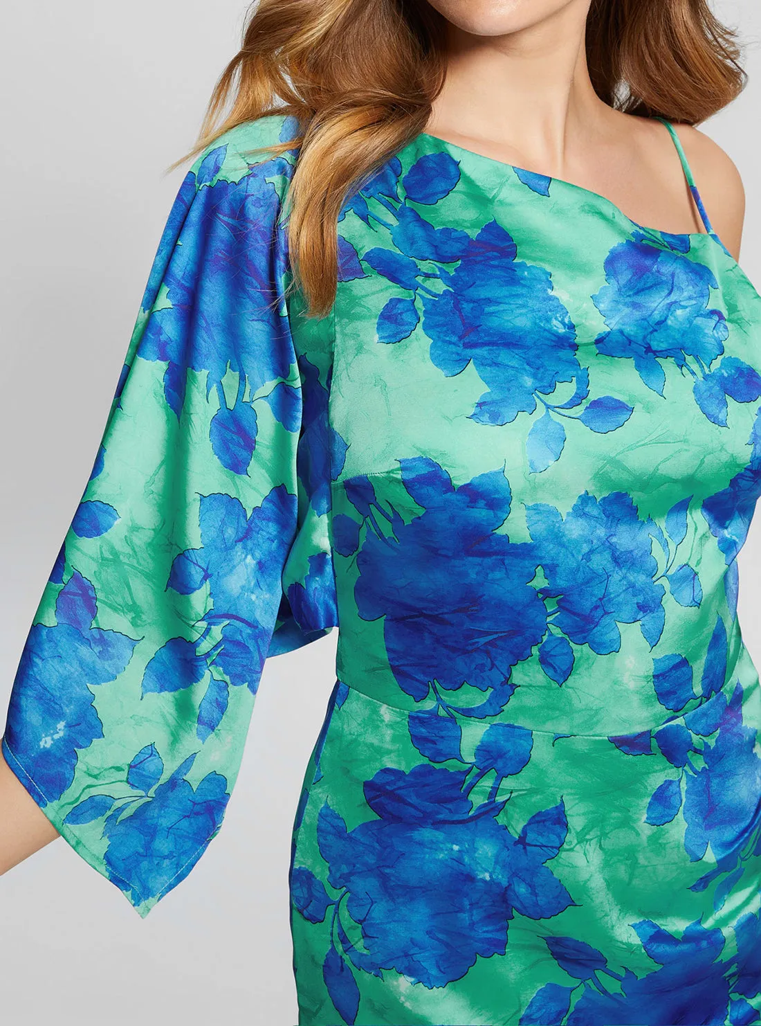 Eco Blue Floral One Shoulder Sadie Mini Dress