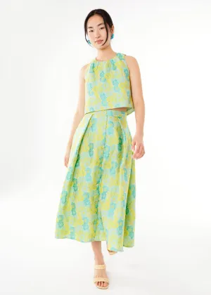 Eden Skirt Green Sunflower Jacquard