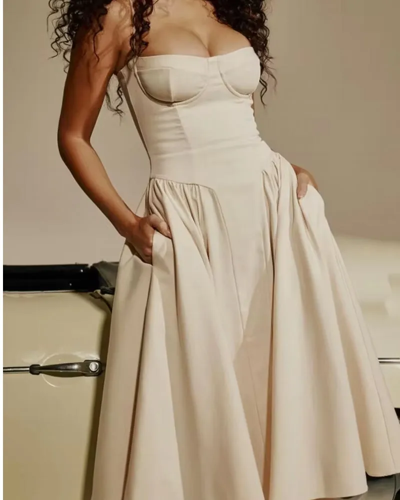 Elegant Events Corset Dress Sexy Strapless Midi Dresses