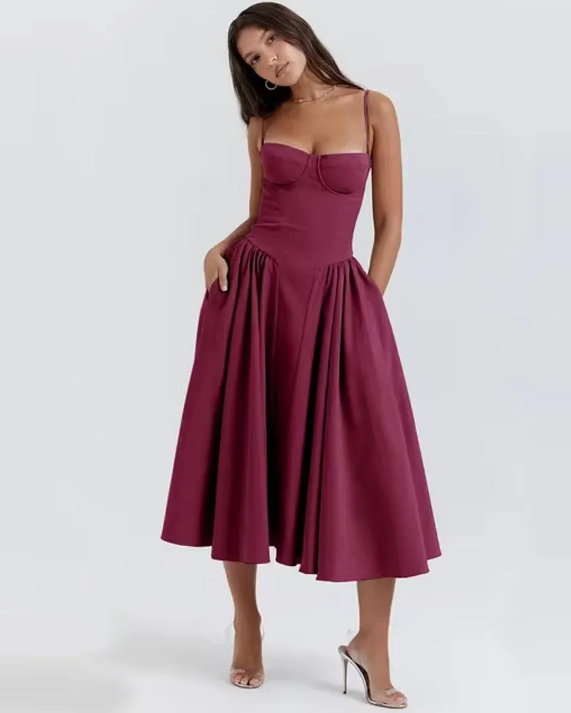 Elegant Events Corset Dress Sexy Strapless Midi Dresses