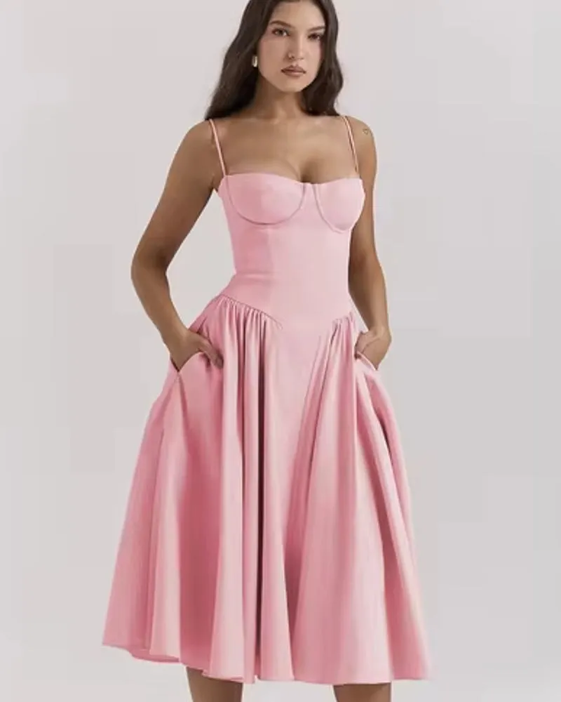 Elegant Events Corset Dress Sexy Strapless Midi Dresses