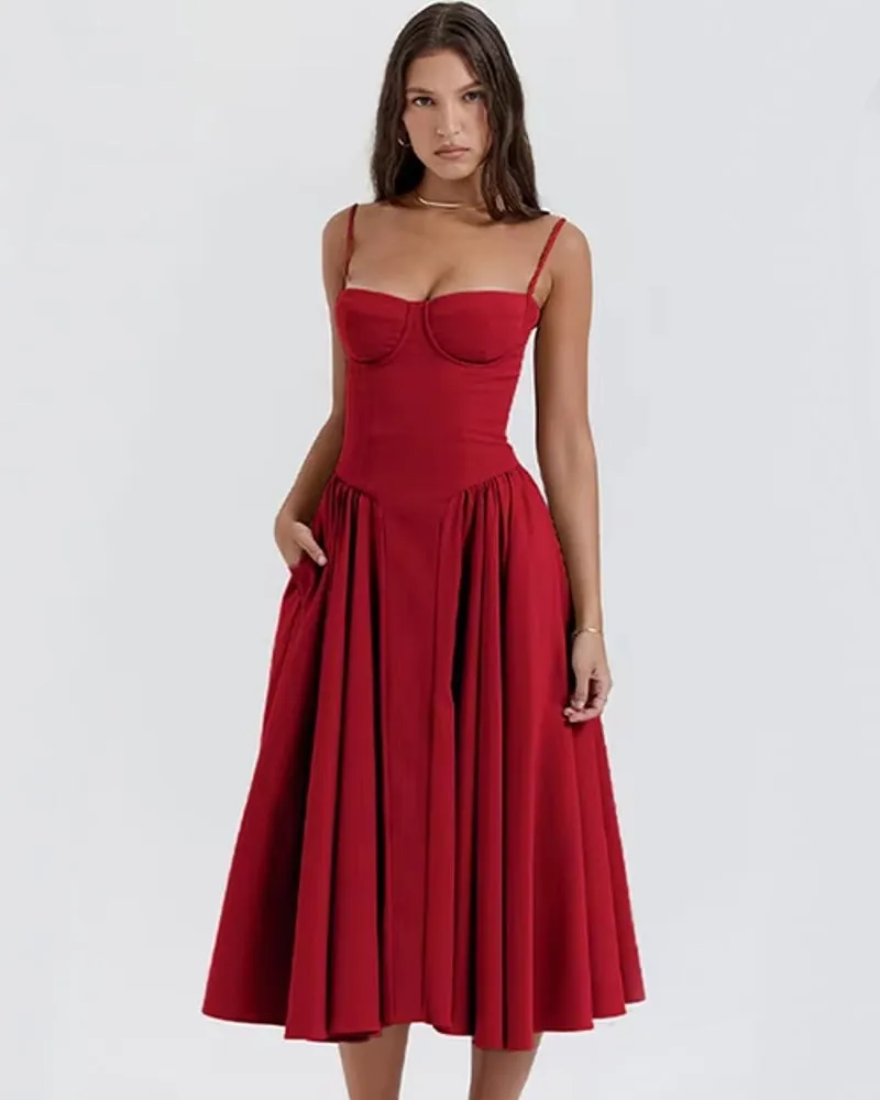 Elegant Events Corset Dress Sexy Strapless Midi Dresses