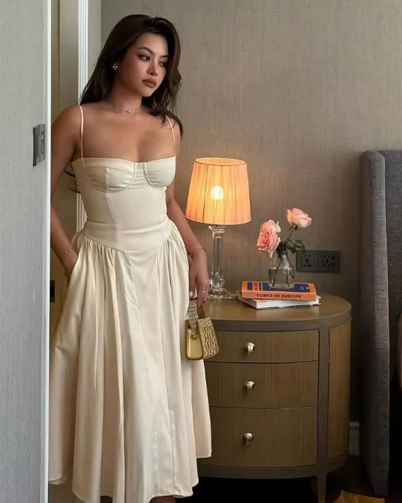 Elegant Events Corset Dress Sexy Strapless Midi Dresses
