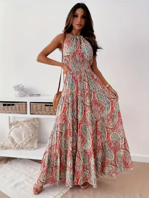 Elegant Floral Sleeveless Long Dress