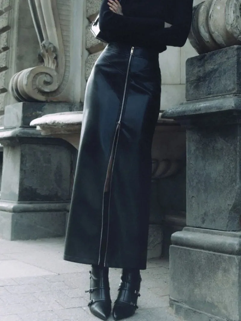 Elegant High Waist Black Long Dress