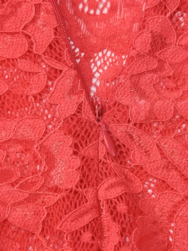 Elegant Sexy See-through Red Lace Evening Dresses