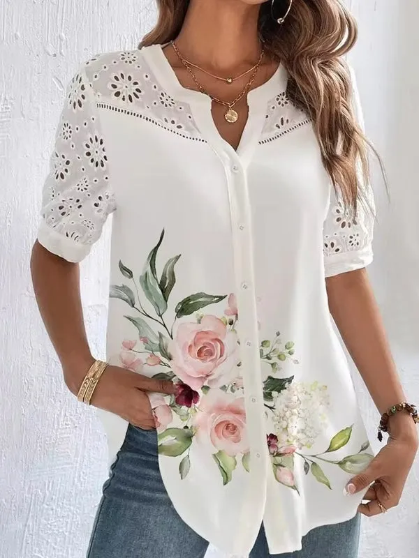 Elegant Short Sleeve Blouse Holiday Weekend
