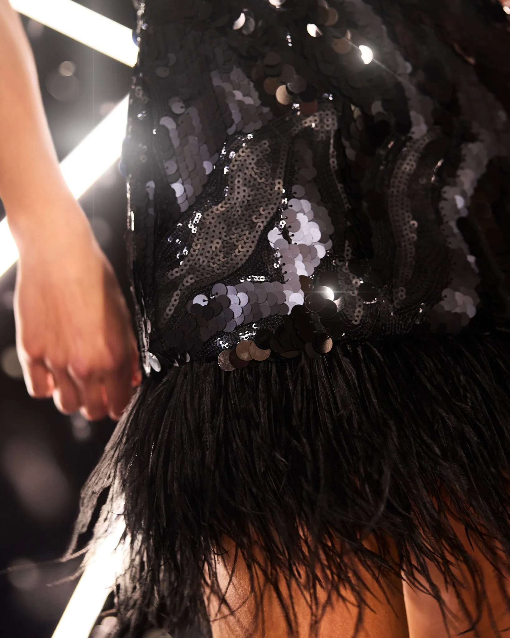 Elsie Sequin Feather Mini Dress