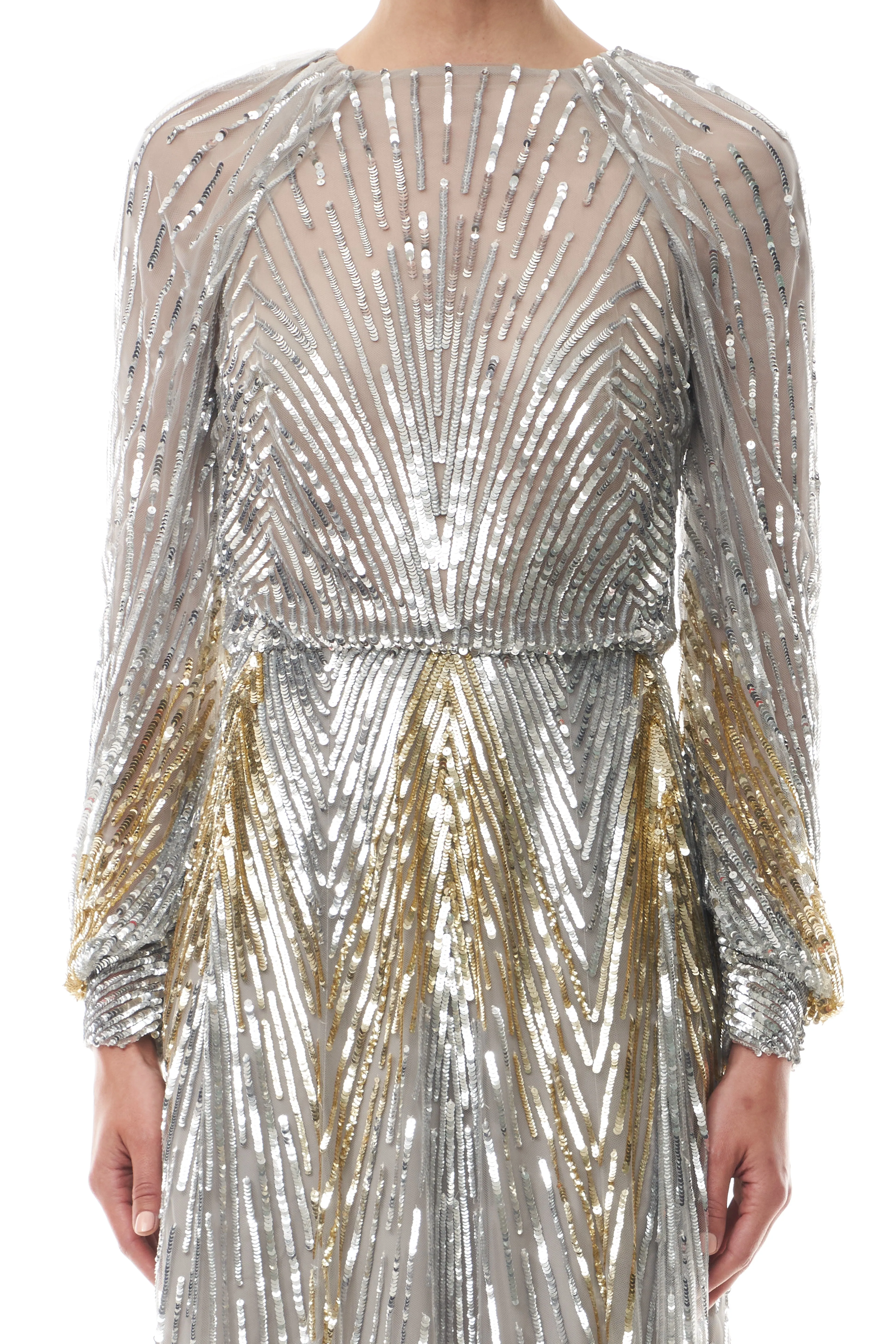 Embroidered Sequin Midi Dress