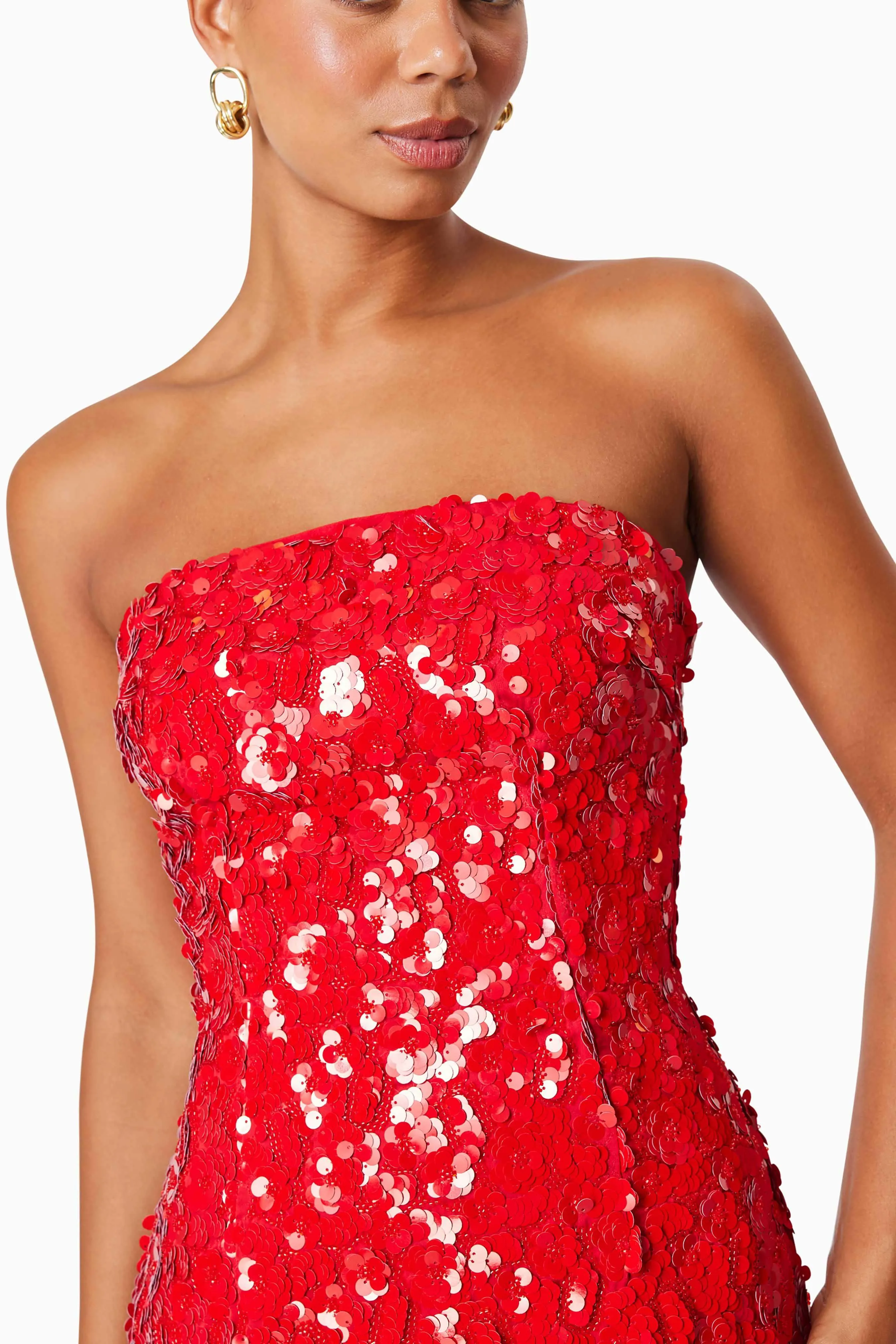 Emma Strapless Party Dress In Red