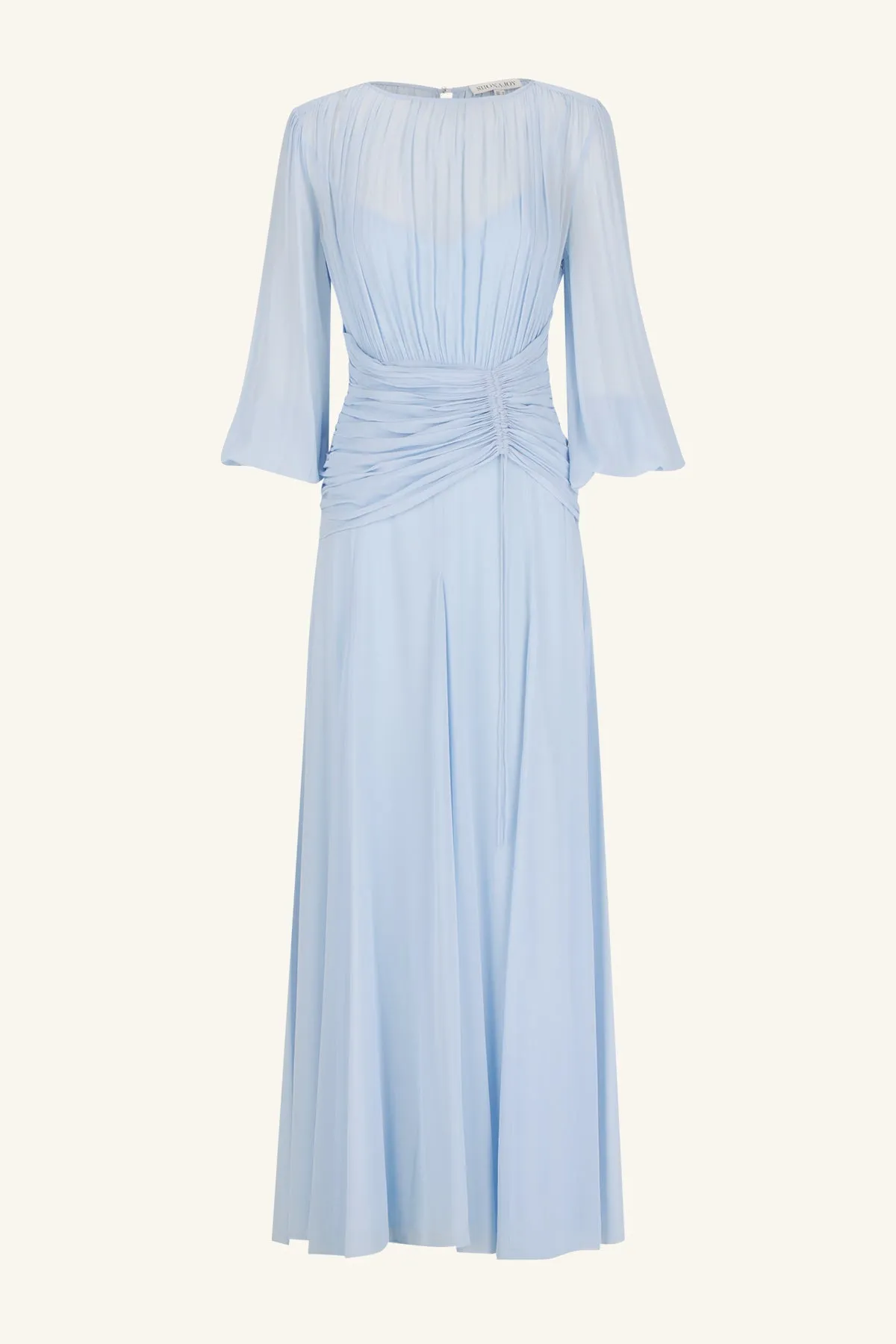 EMORY HIGH NECK BALLOON SLEEVE MAXI DRESS - ARCADIAN BLUE