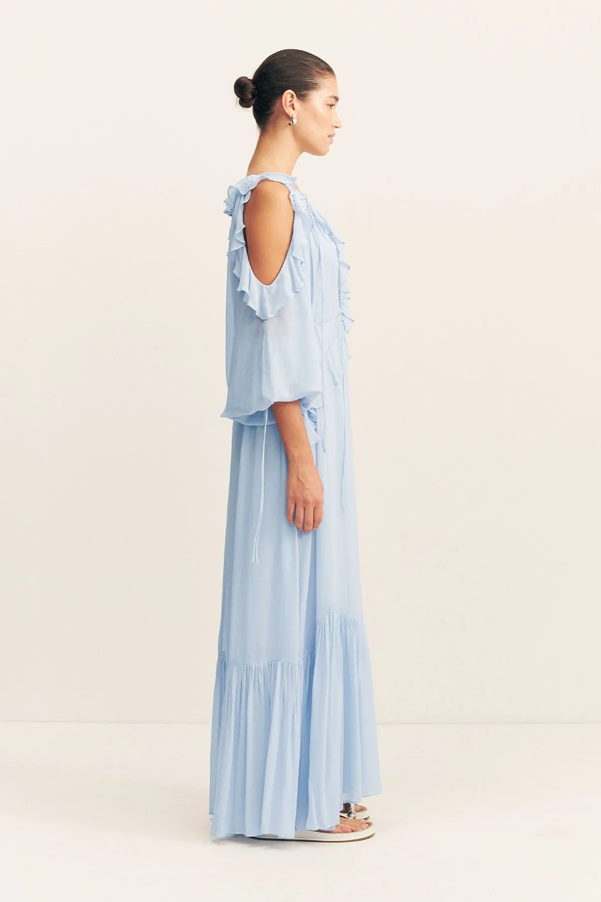 EMORY RUFFLE DRAWSTRING MAXI DRESS  - ARCADIAN BLUE