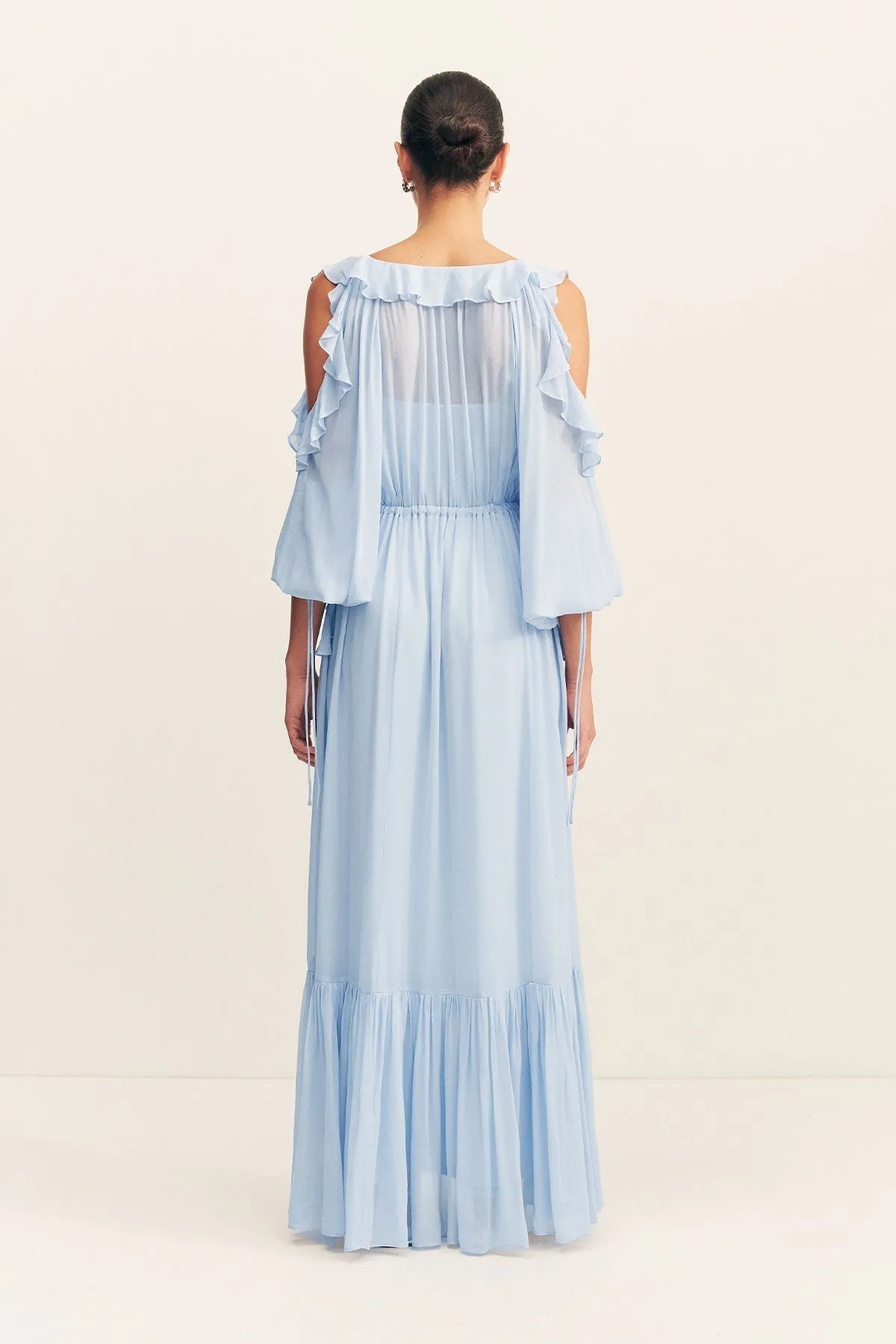 EMORY RUFFLE DRAWSTRING MAXI DRESS  - ARCADIAN BLUE