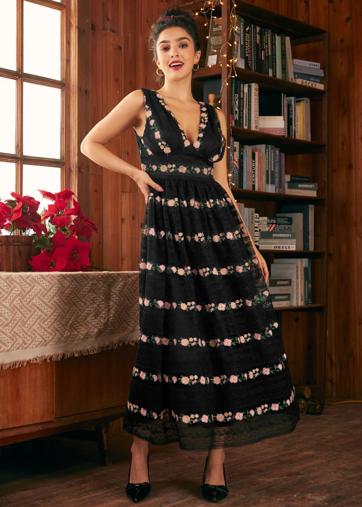 Enchanted Evening V-Neck Maxi Dress