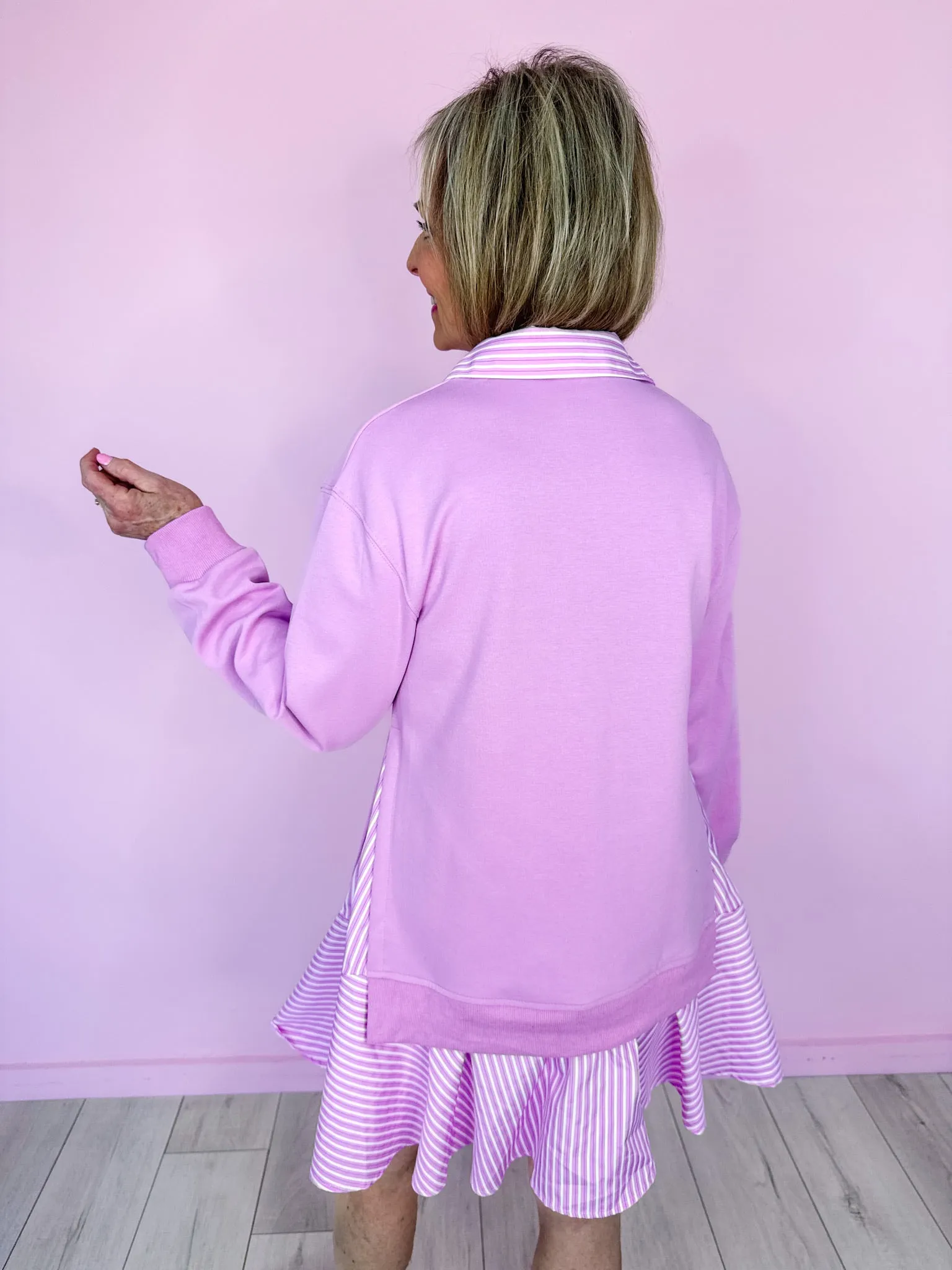 ERIN LAYERED SHIRT DRESS - PINK
