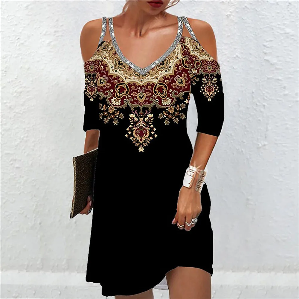 Ethnic Style Short Sleeve Tops Dresses