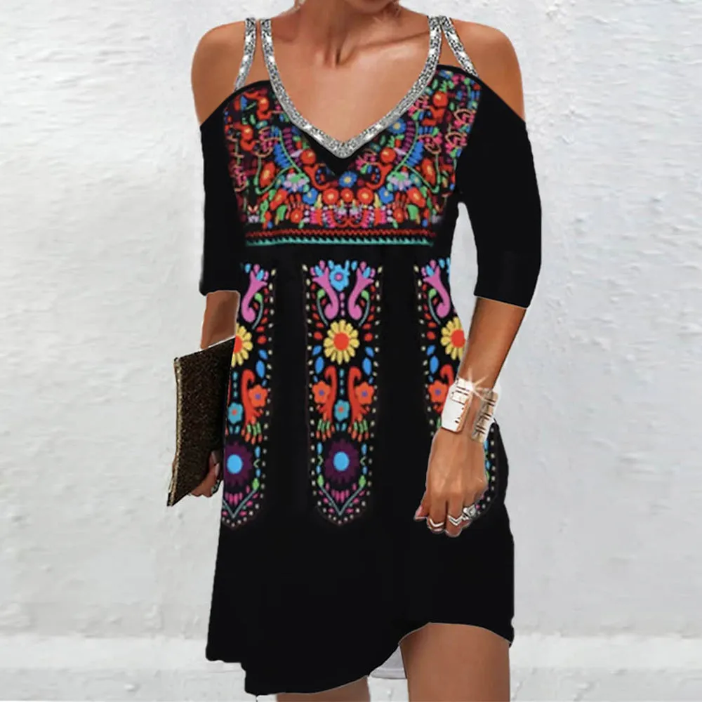 Ethnic Style Short Sleeve Tops Dresses