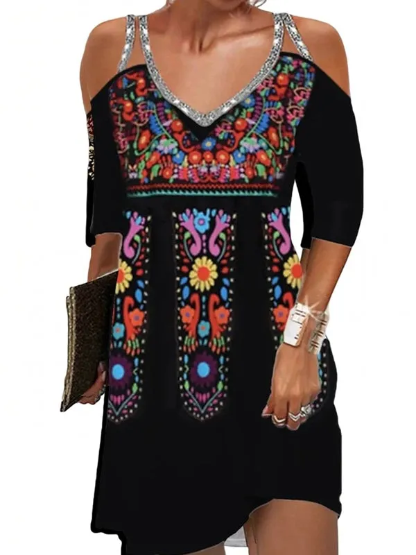 Ethnic Style Short Sleeve Tops Dresses
